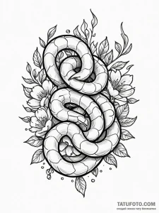 Ice snake coiled in frozen bloom, tattoo flas... - эскиз тату (№1751846694_0, 07.07.2025 00:04) — Tatufoto.com
