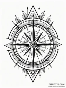 Arrow stuck in compass, tattoo drawing outlin... - эскиз тату (№1751846781_0, 07.07.2025 00:06) — Tatufoto.com