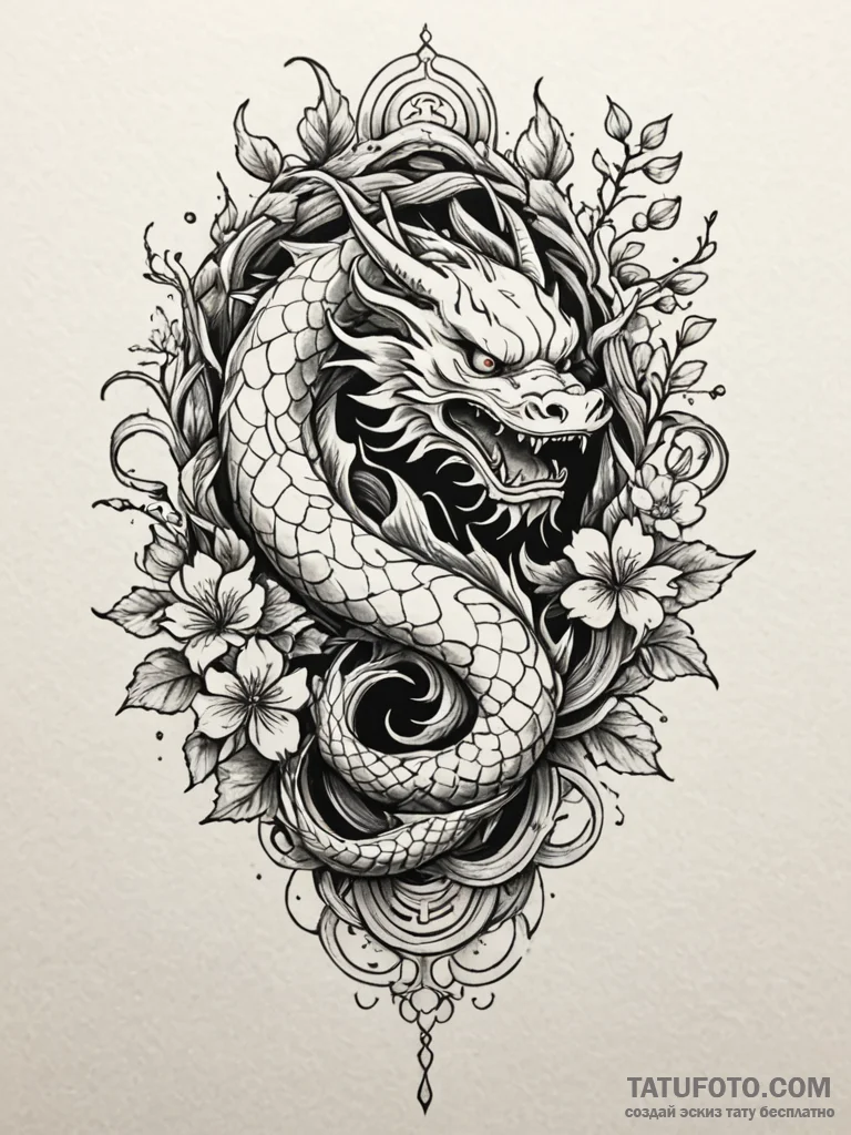 Baroque frame with living vines, concept art... - эскиз тату (№1751846867_0, 07.07.2025 00:07) — Tatufoto.com
