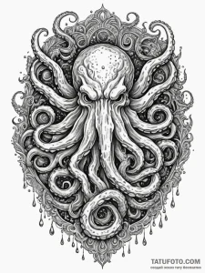 Kraken eye beneath frozen sea, artistic tatto... - эскиз тату (№1751847042_0, 07.07.2025 00:10) — Tatufoto.com