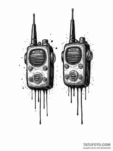 Walkie-talkie, retro pair, concept art for ta... - эскиз тату (№1751847551_0, 07.07.2025 00:19) — Tatufoto.com