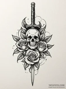 Animated dagger spinning mid-air, artistic ta... - эскиз тату (№1751847888_0, 07.07.2025 00:24) — Tatufoto.com