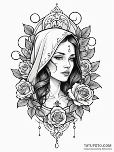 Mother of god, concept art for tattoo, styliz... - эскиз тату (№1751848514_0, 07.07.2025 00:35) — Tatufoto.com
