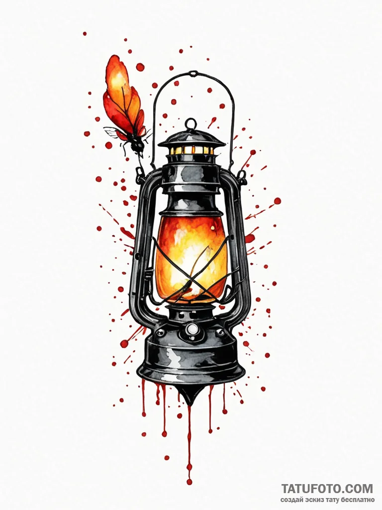 Lantern with a captured firefly as its light... - эскиз тату (№1751848598_0, 07.07.2025 00:36) — Tatufoto.com