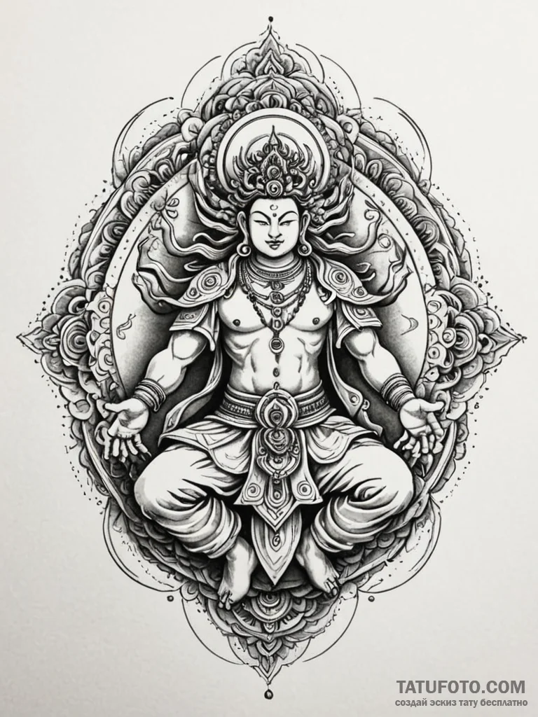Yamantaka (tibetan wrathful deity), tattoo dr... - эскиз тату (№1751849437_0, 07.07.2025 00:50) — Tatufoto.com
