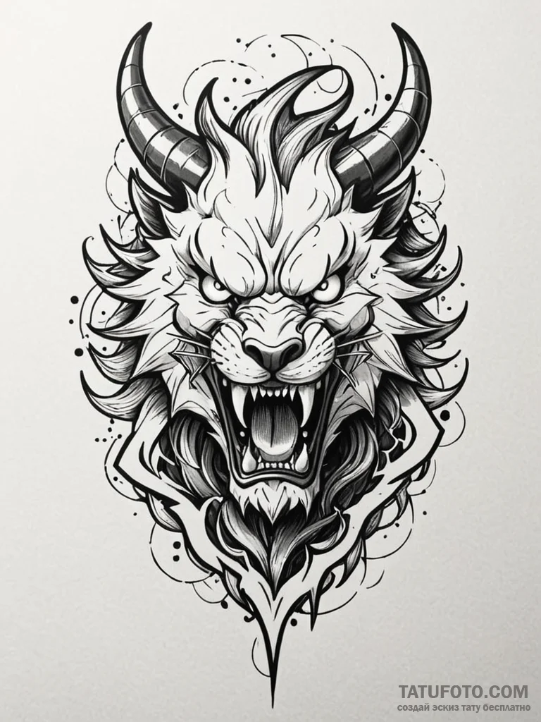 Raiju (japanese lightning beast) made of pure... - эскиз тату (№1751849687_0, 07.07.2025 00:54) — Tatufoto.com