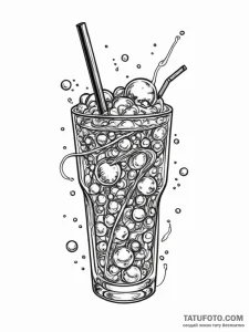 A whimsical bubble in a drink, effervescent,,... - эскиз тату (№1751849771_0, 07.07.2025 00:56) — Tatufoto.com