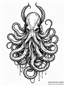 Kraken tentacles wrapped in chains, concept a... - эскиз тату (№1751850444_0, 07.07.2025 01:07) — Tatufoto.com
