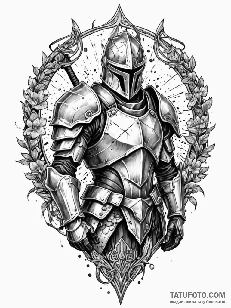 Ashen knight with shattered armor, tattoo dra... - эскиз тату (№1751850613_0, 07.07.2025 01:10) — Tatufoto.com