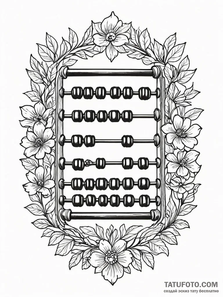 Abacus, tattoo drawing outline, fine lines, d... - эскиз тату (№1751851117_0, 07.07.2025 01:18) — Tatufoto.com
