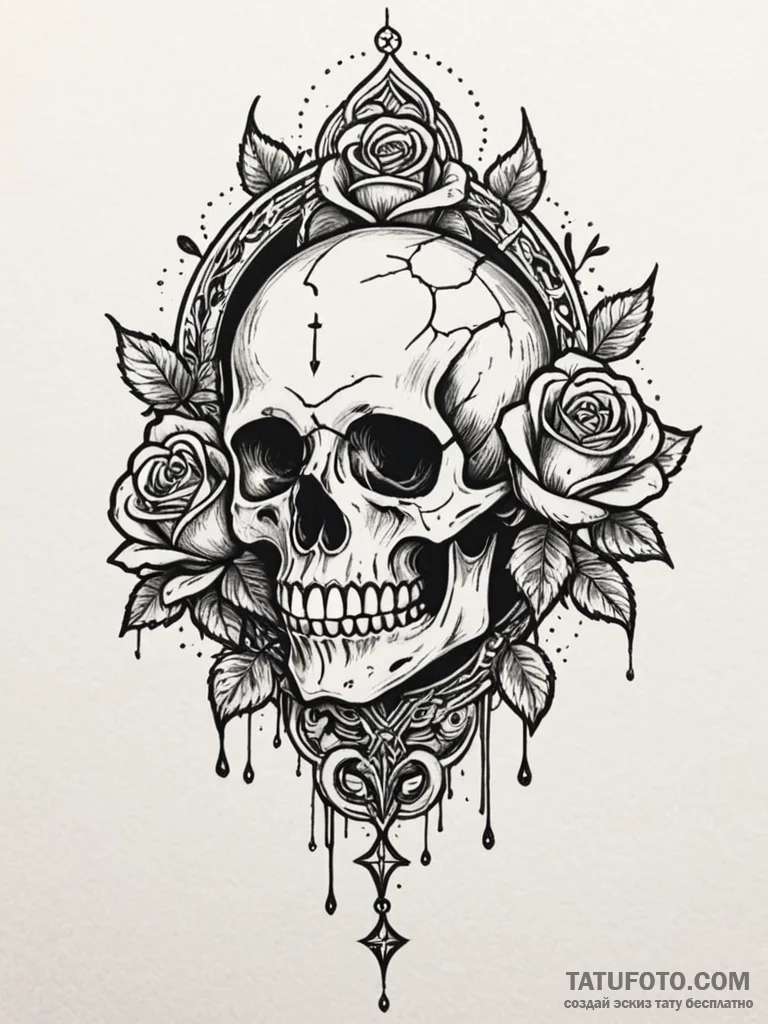 Blood jewels embedded in bone, ink illustrati... - эскиз тату (№1751851369_0, 07.07.2025 01:22) — Tatufoto.com