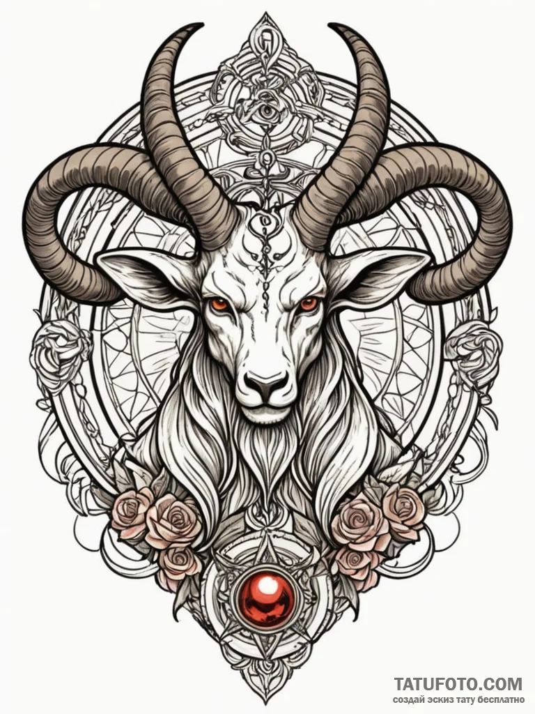 Baphomet symbol, tattoo drawing outline, neo... - эскиз тату (№1751852041_0, 07.07.2025 01:34) — Tatufoto.com