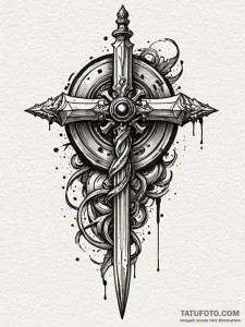 Dagger hidden in ancient tome, concept art fo... - эскиз тату (№1751852209_0, 07.07.2025 01:36) — Tatufoto.com