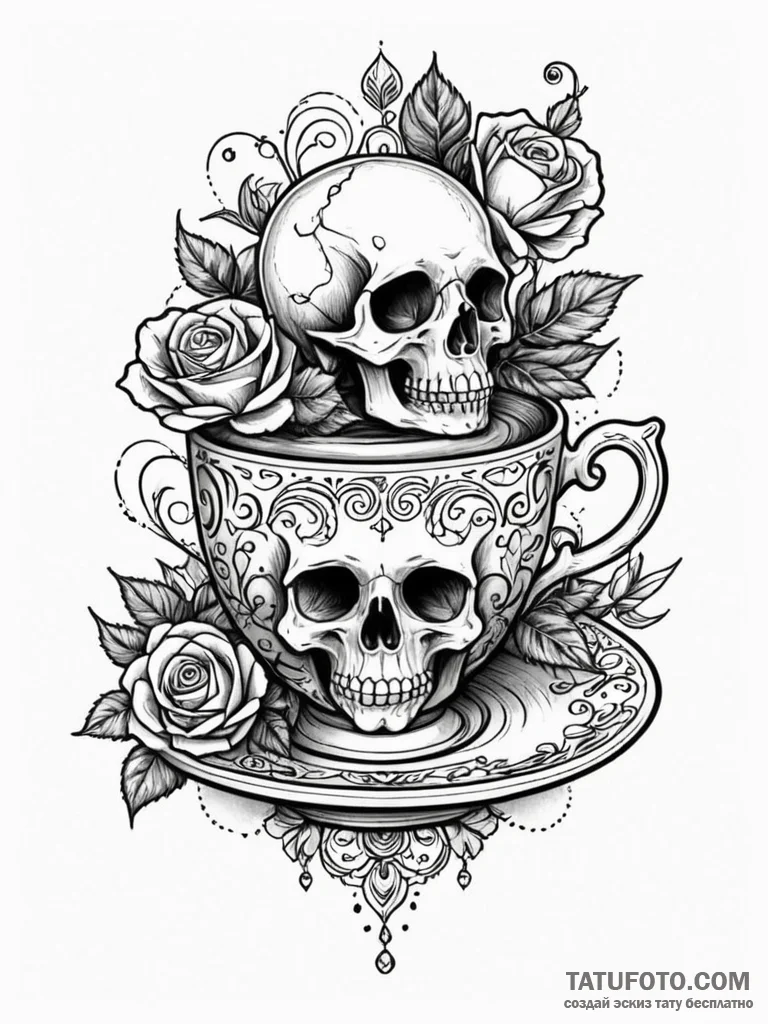 A whimsical bird on a teacup, delicate,, arti... - эскиз тату (№1751852462_0, 07.07.2025 01:41) — Tatufoto.com