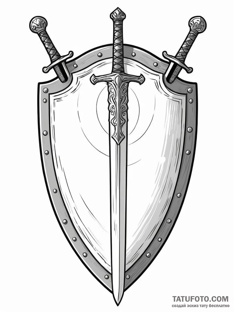 Shield and sword - эскиз тату (№1751852546_0, 07.07.2025 01:42) — Tatufoto.com