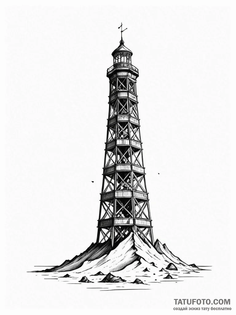 Black sands consuming tower, artistic tattoo... - эскиз тату (№1751852879_0, 07.07.2025 01:47) — Tatufoto.com