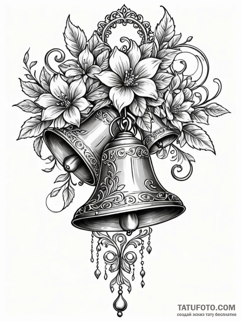 Bells (flower), artistic tattoo sketch, styli... - эскиз тату (№1751853132_0, 07.07.2025 01:52) — Tatufoto.com