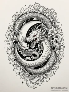 Moon serpent devouring stars, concept art for... - эскиз тату (№1751853470_0, 07.07.2025 01:57) — Tatufoto.com