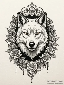 Ashen wolf emerging from shadow gate, tattoo... - эскиз тату (№1751853807_0, 07.07.2025 02:03) — Tatufoto.com