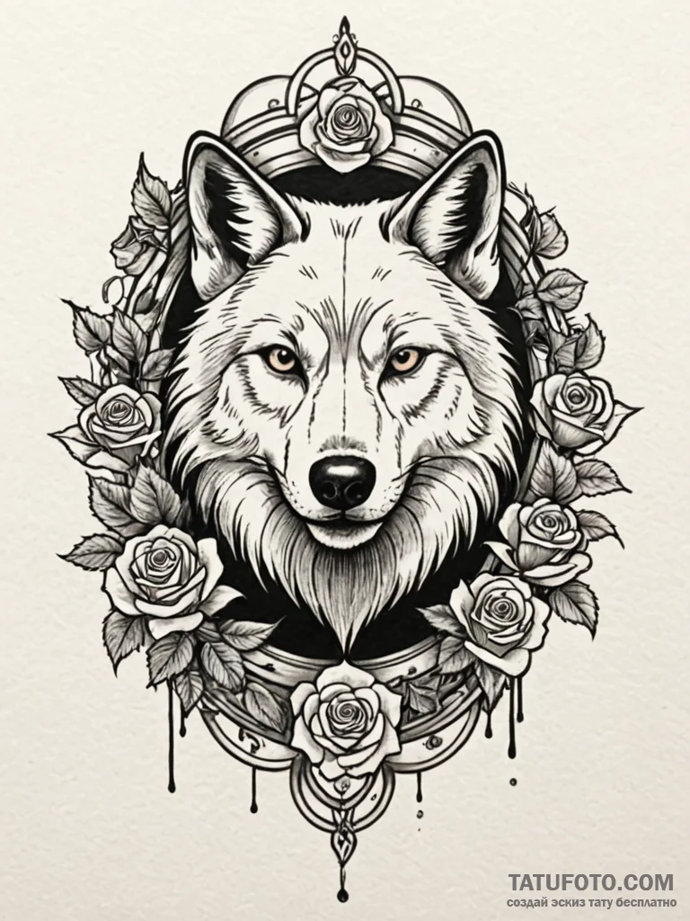 Ashen wolf emerging from shadow gate, tattoo... - эскиз тату (№1751853807_0, 07.07.2025 02:03) — Tatufoto.com