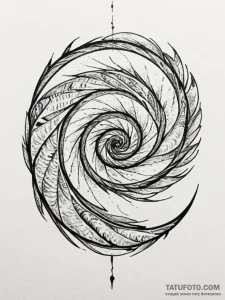 Burning spiral etched in sky, artistic tattoo... - эскиз тату (№1751854315_0, 07.07.2025 02:11) — Tatufoto.com
