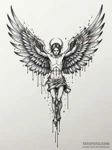 Icarus with melting wings, artistic tattoo sk... - эскиз тату (№1751854400_0, 07.07.2025 02:13) — Tatufoto.com