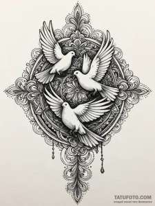 Doves, artistic tattoo sketch, unique design,... - эскиз тату (№1751854991_0, 07.07.2025 02:23) — Tatufoto.com