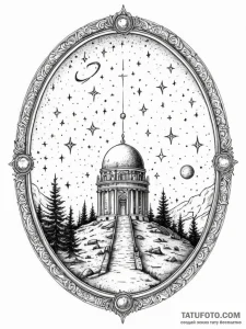 Observatory dome, open to the stars, concept... - эскиз тату (№1751855159_0, 07.07.2025 02:25) — Tatufoto.com