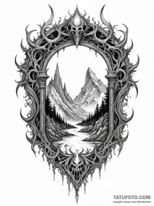 Ravenous maw beneath spectral arch, artistic... - эскиз тату (№1751855580_0, 07.07.2025 02:33) — Tatufoto.com