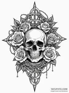 Eclipse flower wrapped in chains, concept art... - эскиз тату (№1751855748_0, 07.07.2025 02:35) — Tatufoto.com