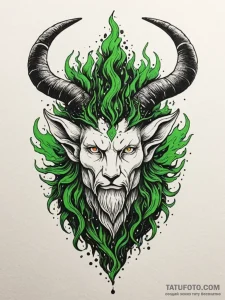 Horned god of the forest with eyes of green f... - эскиз тату (№1751855834_0, 07.07.2025 02:37) — Tatufoto.com