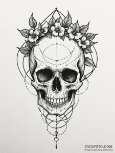 Black ivy twisting around skull, tattoo sketc... - эскиз тату (№1751856006_0, 07.07.2025 02:40) — Tatufoto.com