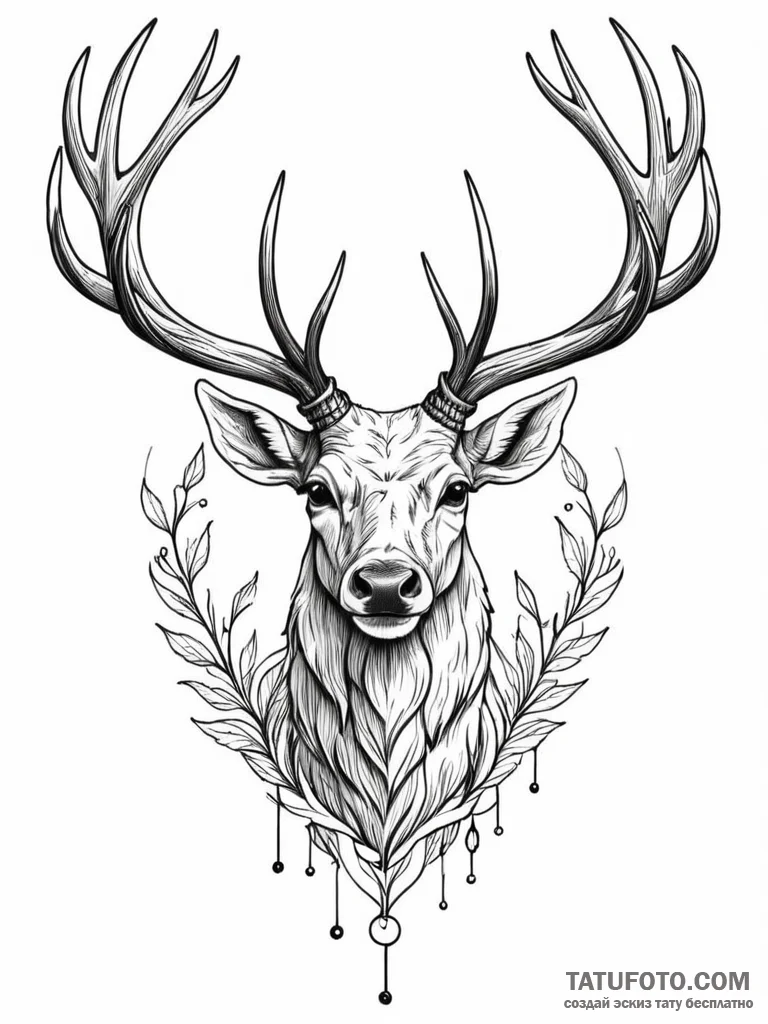 A peryton (winged stag), concept art for tatt... - эскиз тату (№1751856091_0, 07.07.2025 02:41) — Tatufoto.com