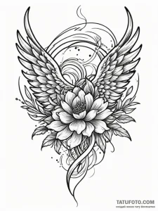 Frosted wings entwining spectral bloom, tatto... - эскиз тату (№1751856766_0, 07.07.2025 02:52) — Tatufoto.com