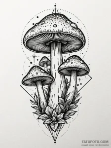 Mushroom spores clouding relic, tattoo flash... - эскиз тату (№1751856935_0, 07.07.2025 02:55) — Tatufoto.com