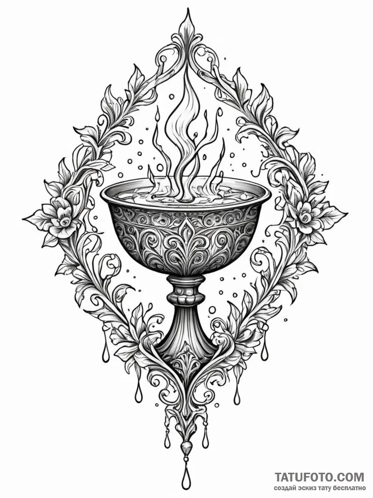 Tainted chalice dripping shadows, tattoo sket... - эскиз тату (№1751857019_0, 07.07.2025 02:56) — Tatufoto.com