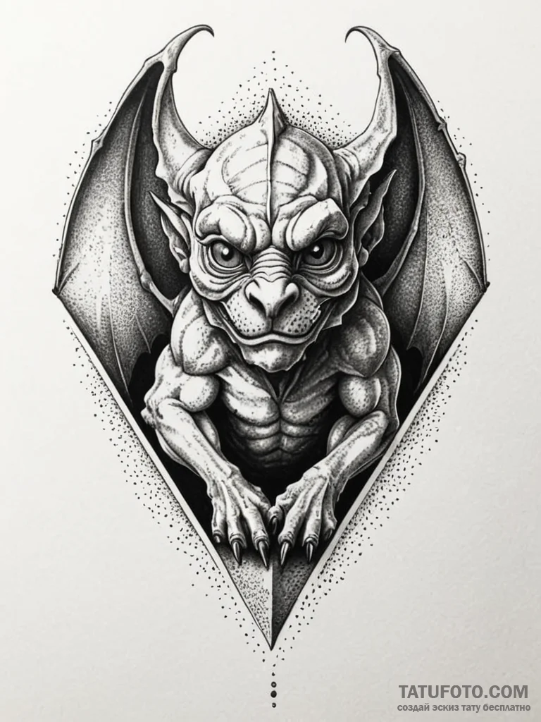 Gargoyle, tattoo line art, clear image, sharp... - эскиз тату (№1751857104_0, 07.07.2025 02:58) — Tatufoto.com