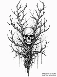Black thorns growing through bones, artistic... - эскиз тату (№1751857360_0, 07.07.2025 03:02) — Tatufoto.com