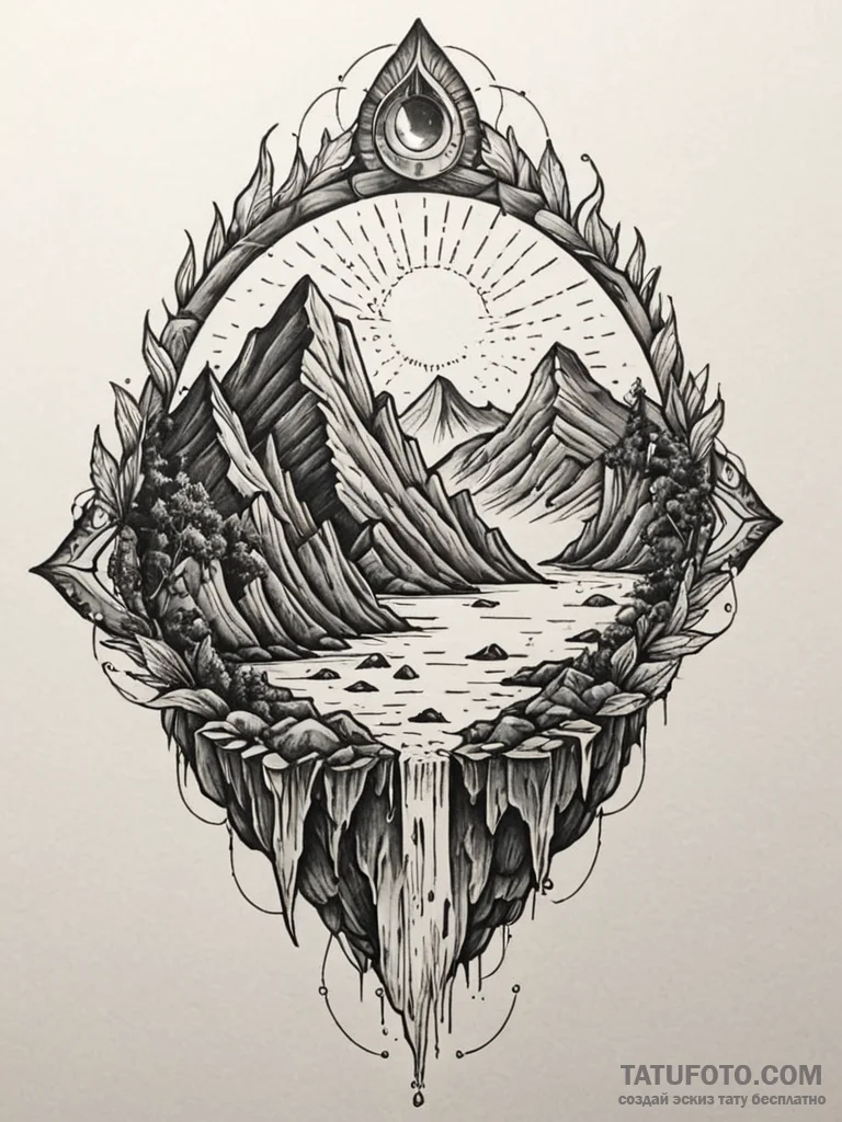 Karst cave with glowing crystals, tattoo draw... - эскиз тату (№1751858298_0, 07.07.2025 03:18) — Tatufoto.com