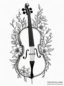 Cello with its strings turning into blossomin... - эскиз тату (№1751859178_0, 07.07.2025 03:32) — Tatufoto.com