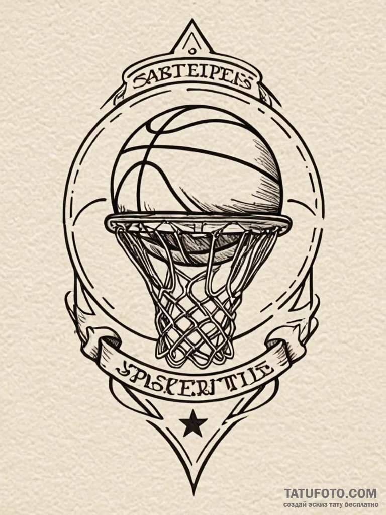 A classic basketball court lines, defined,, t... - эскиз тату (№1751859263_0, 07.07.2025 03:34) — Tatufoto.com