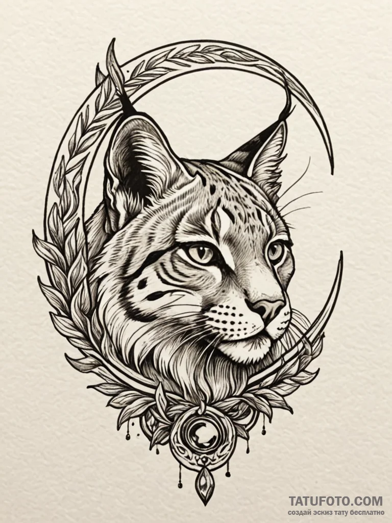 Lynx claws beneath crescent moon, concept art... - эскиз тату (№1751859435_0, 07.07.2025 03:37) — Tatufoto.com
