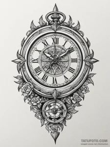 Arm of clock with skeletal hand, tattoo drawi... - эскиз тату (№1751860129_0, 07.07.2025 03:48) — Tatufoto.com
