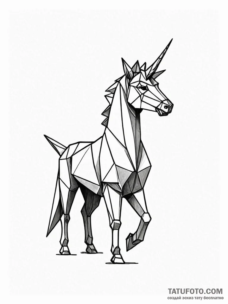The origami unicorn from blade runner - эскиз тату (№1751860304_0, 07.07.2025 03:51) — Tatufoto.com