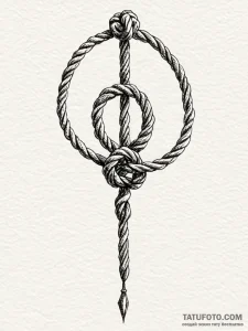 Knotted, nautical rope forming a noose, tatto... - эскиз тату (№1751860740_0, 07.07.2025 03:59) — Tatufoto.com