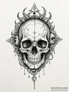 Aquatic skull covered in barnacles, concept a... - эскиз тату (№1751861190_0, 07.07.2025 04:06) — Tatufoto.com