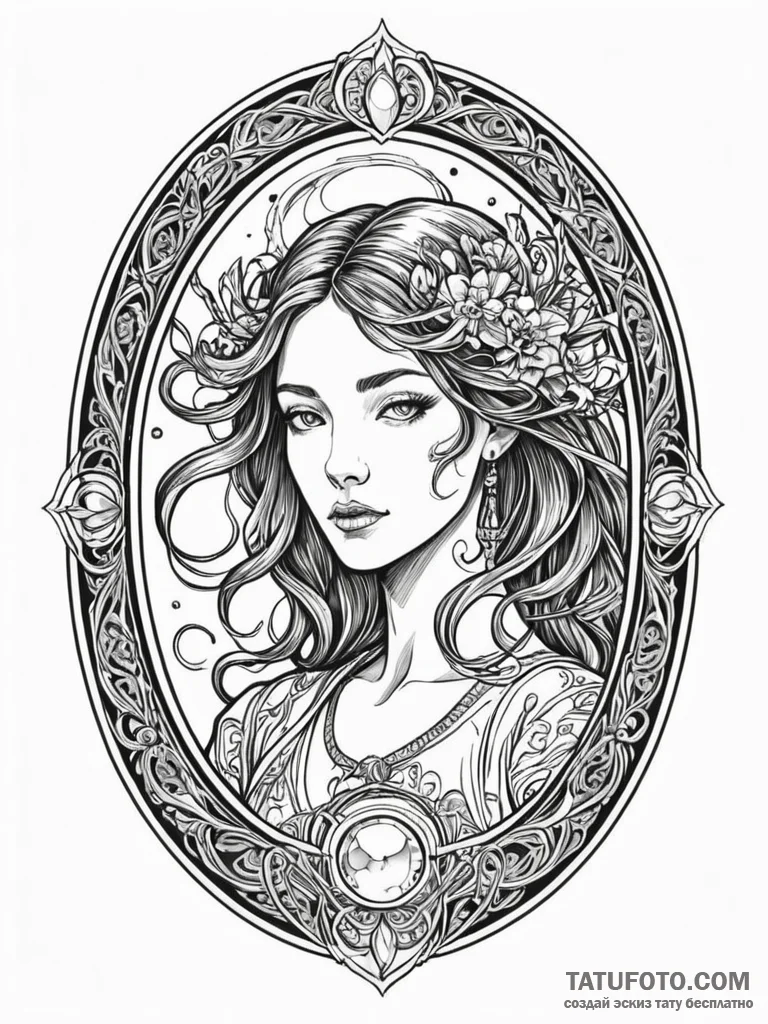 Oracle mirror reflecting void, concept art fo... - эскиз тату (№1751861534_0, 07.07.2025 04:12) — Tatufoto.com