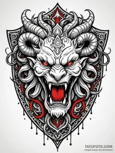 Shield with the face of a roaring gorgon, tat... - эскиз тату (№1751861704_0, 07.07.2025 04:15) — Tatufoto.com