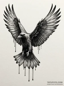 Angelic raven with outstretched wings, artist... - эскиз тату (№1751861789_0, 07.07.2025 04:16) — Tatufoto.com