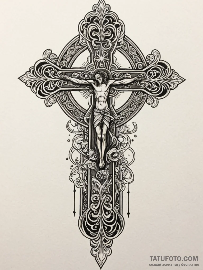 Cross, tattoo flash sheet design, detailed cr... - эскиз тату (№1751861960_0, 07.07.2025 04:19) — Tatufoto.com